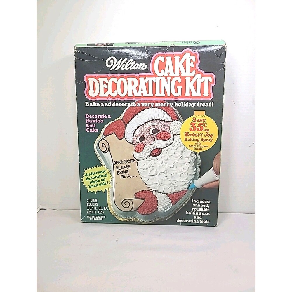 Wilton Cake Decorating Kit Tin Pan Santa Christmas Pan Only 1981